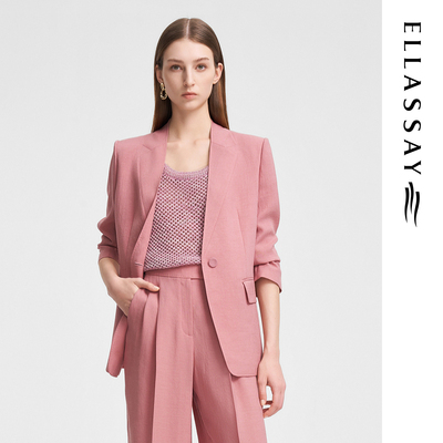 ELLASSAY歌力思夏季新款100%三醋纤简约一粒扣西装女EWF352T01200