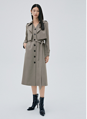 ELLASSAY歌力思秋季新款率性利落假两件大女主风衣女EWE343F00300