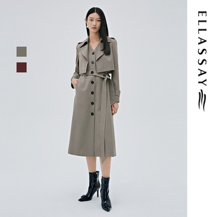 ELLASSAY歌力思秋季新款率性利落假两件大女主风衣女EWE343F00300