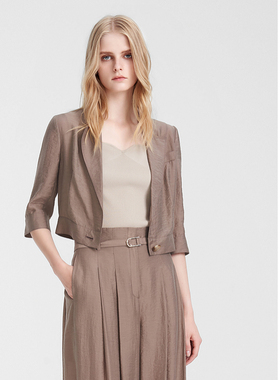 ELLASSAY歌力思夏季新款天丝随性飒爽短款西装女EWE352T03400