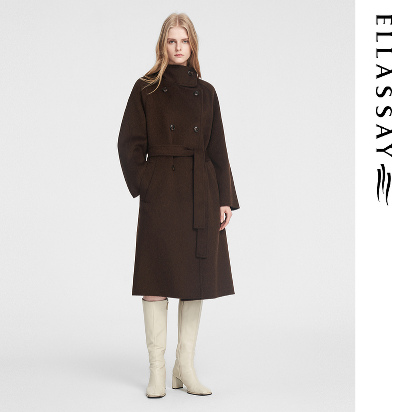 ELLASSAY歌力思秋冬新款绵羊毛简约大气毛呢外套EWB354D01800