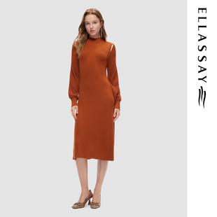 ELLASSAY歌力思秋冬新款 针织连衣裙女EWF344M04100 简约优雅修身