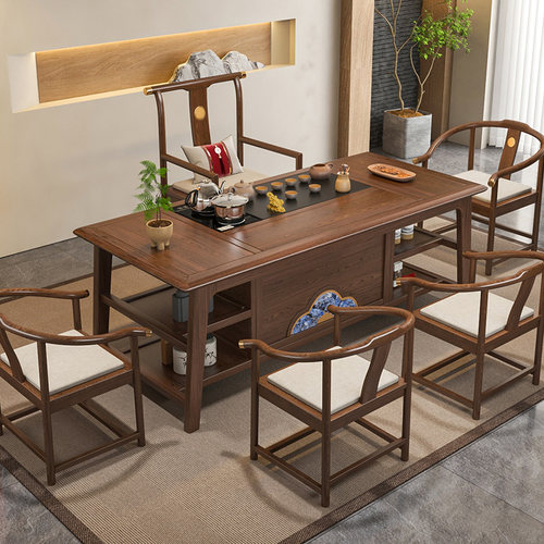 新中式实木茶桌椅组合一桌五椅阳台客厅家用茶台茶桌小型2025新款