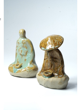 朴古仓 非遗傣陶 手工 茶宠摆件 无相佛香插 侘寂风