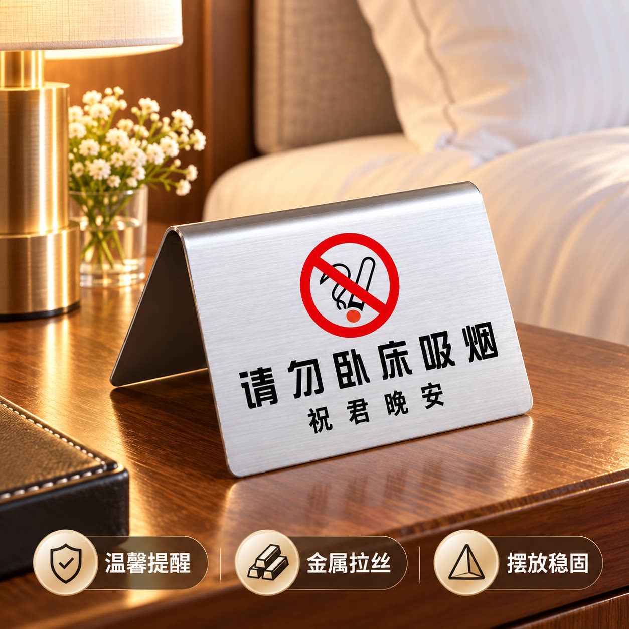 不锈钢室内禁烟提示立牌定制
