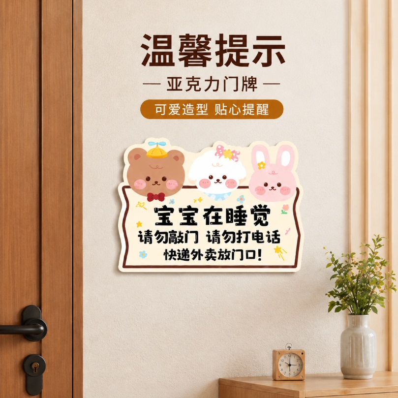 亚克力快递外卖请放门口提示牌
