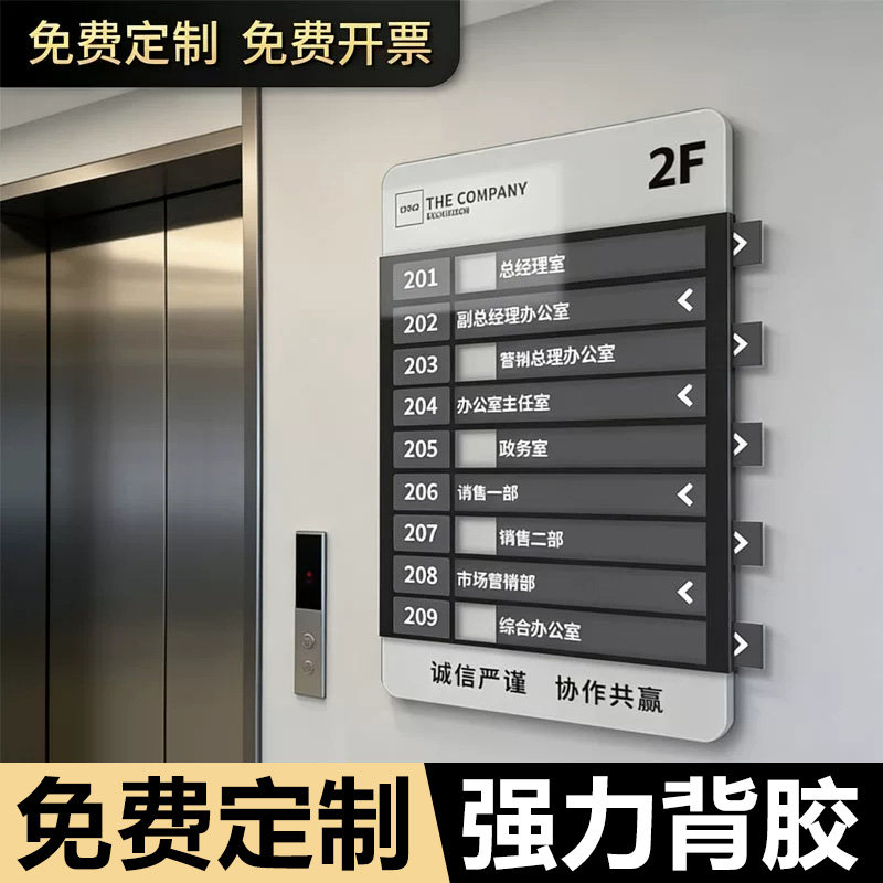 楼层索引牌可更换公司写字楼电梯指示定制创意企业办公室商场梯口平面布置指导向楼层索引标识贴门牌