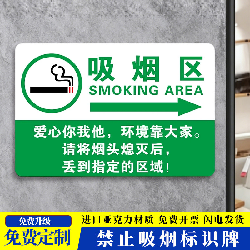 户外亚克力吸烟区禁烟提示牌