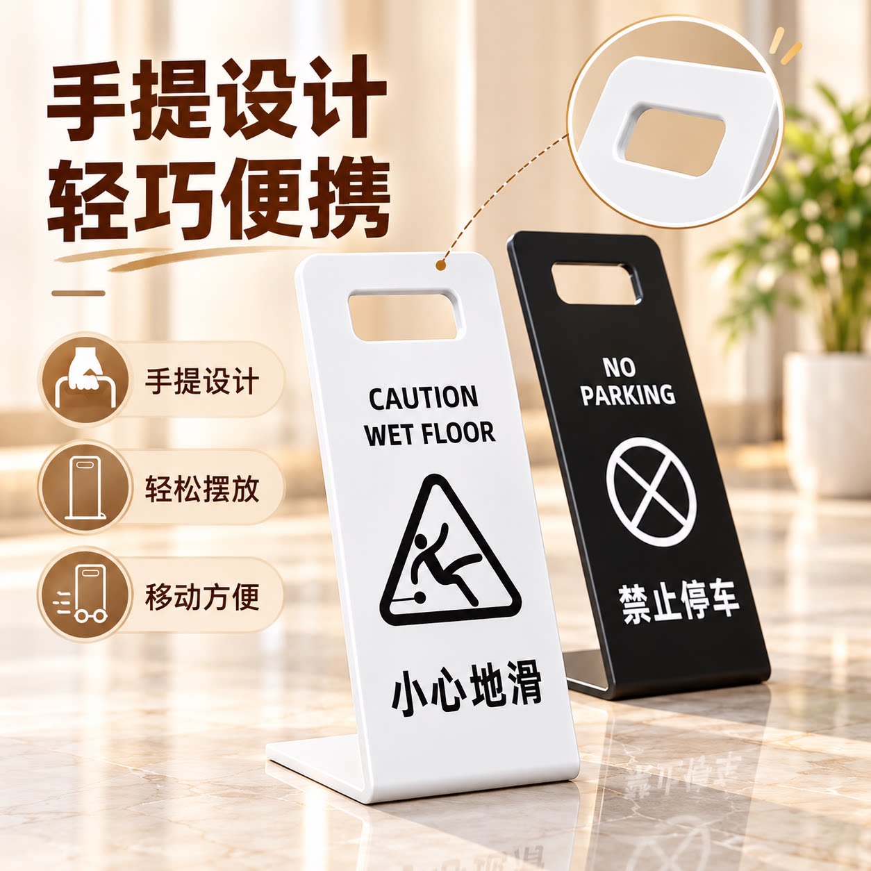 小心地滑注意安全提示立牌