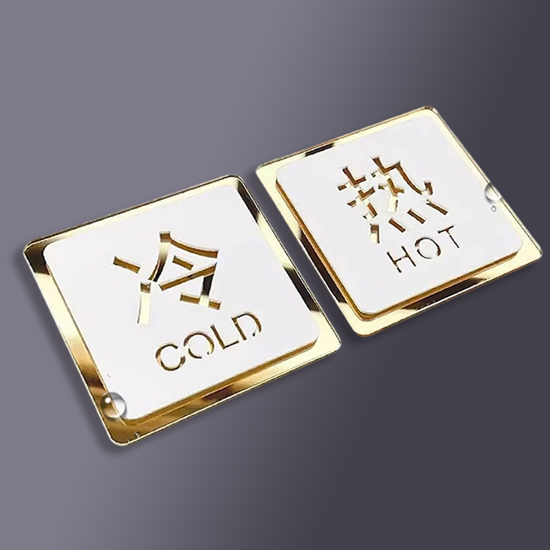 高档酒店宾馆冷热水标识贴提示牌水龙头冷热标示贴家用浴室创意小标牌亚克力卫生间冷热水开关贴纸标识标志牌