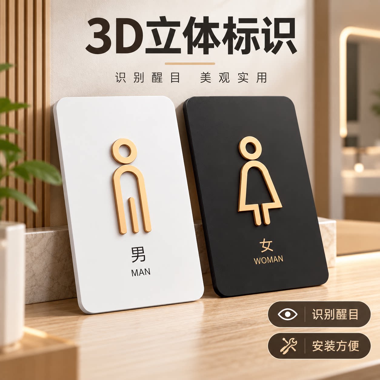 亚克力男女厕所分区导视牌