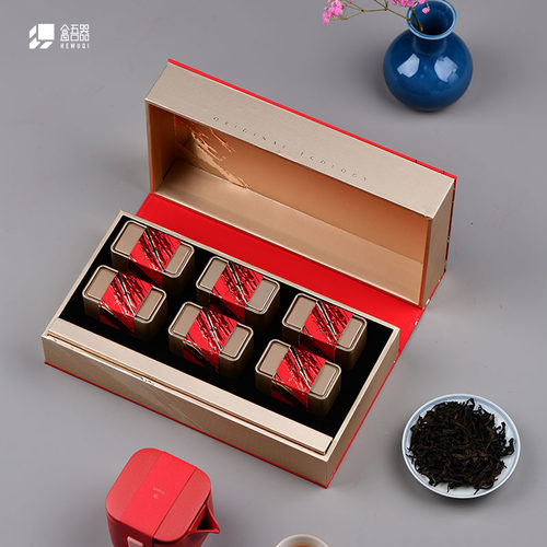 中式烫金岁月留香礼盒2罐装6小罐装茶叶武夷岩茶福鼎白茶通用礼盒