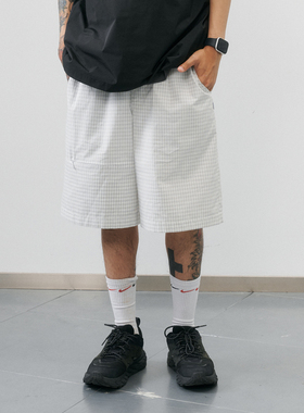 NUMBERSALT盐号24SS新款日系休闲短裤男宽松百搭格纹工装五分短裤