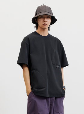 NUMBERSALT25SS华夫格短袖T恤男夏季宽松透气吸湿抗皱上衣口袋tee