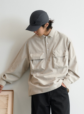 NUMBERSALT盐号23AW日系宽松休闲百搭长袖T恤牛津纺抗皱套头衬衫