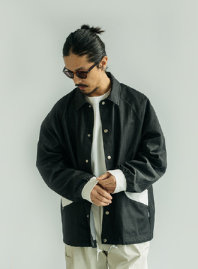NUMBERSALT盐号秋冬日系复古宽松翻领衬衫仿牛仔拼接工装夹克外套