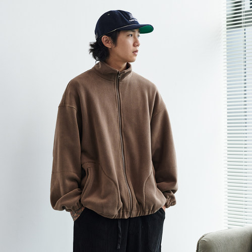 立领秋冬宽松摇粒绒外套保暖