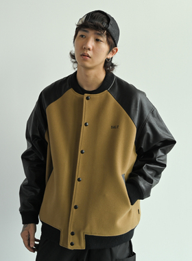 NUMBERSALT盐号22AW秋冬宽松百搭拼接棒球夹克棉服长袖休闲外套男