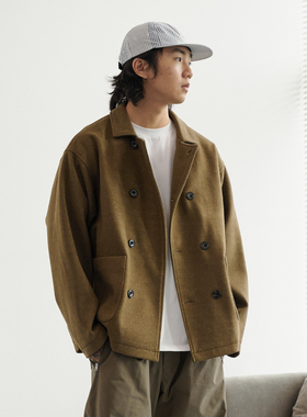 NUMBERSALT盐号24AW秋冬日系翻领毛呢夹克复古双排扣休闲短款外套
