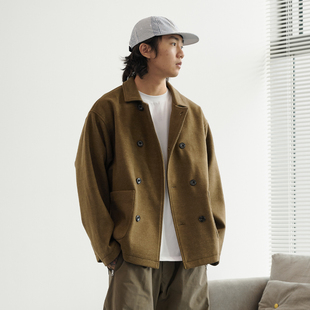 NUMBERSALT盐号24AW秋冬日系翻领毛呢夹克复古双排扣休闲短款外套