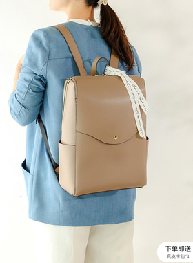 海外进口直邮女士双肩包通勤电脑包学生书包合成革背包SRQ-047