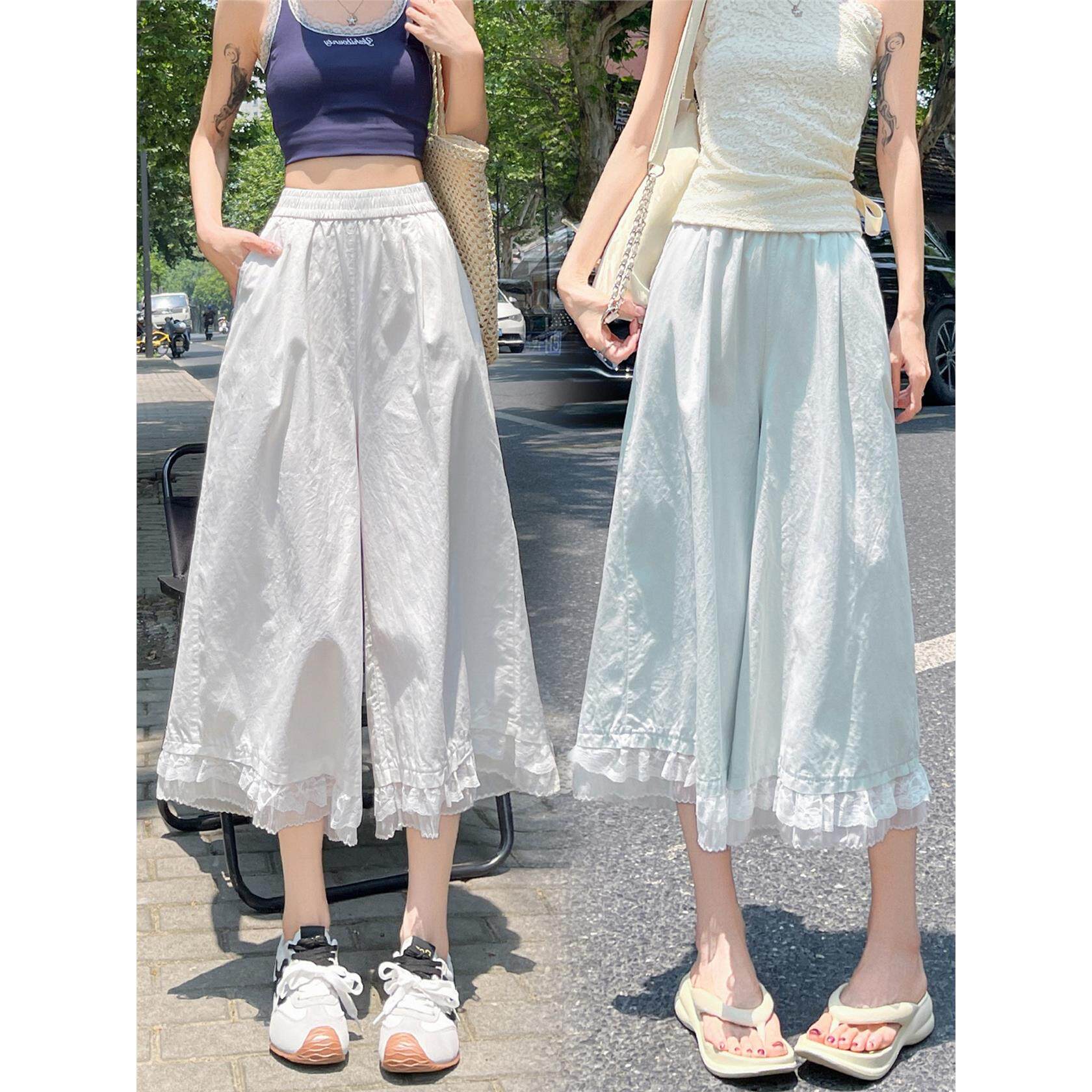 洗水棉冰丝阔腿裤女夏季