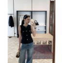 小香風圓領馬甲女高級感收腰無袖 pusumede 配腰帶 法式 背心上衣