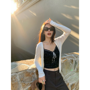 pusumede V领蕾丝吊带背心女纯欲性感小众设计感上衣 吸睛法则