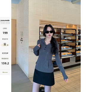 黑色高腰包臀半身裙女设计感双层A字短裙裤 pusumede 午茶小调