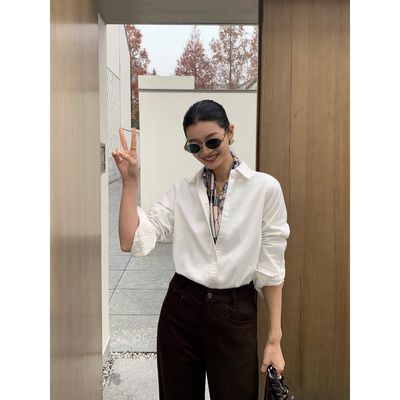 白色高级感长袖衬衫女新款百搭