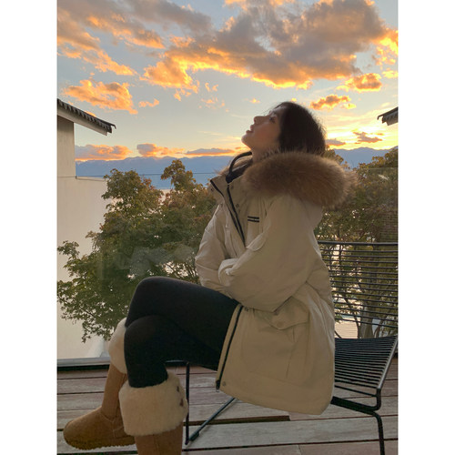 时尚防风羽绒服可拆毛领