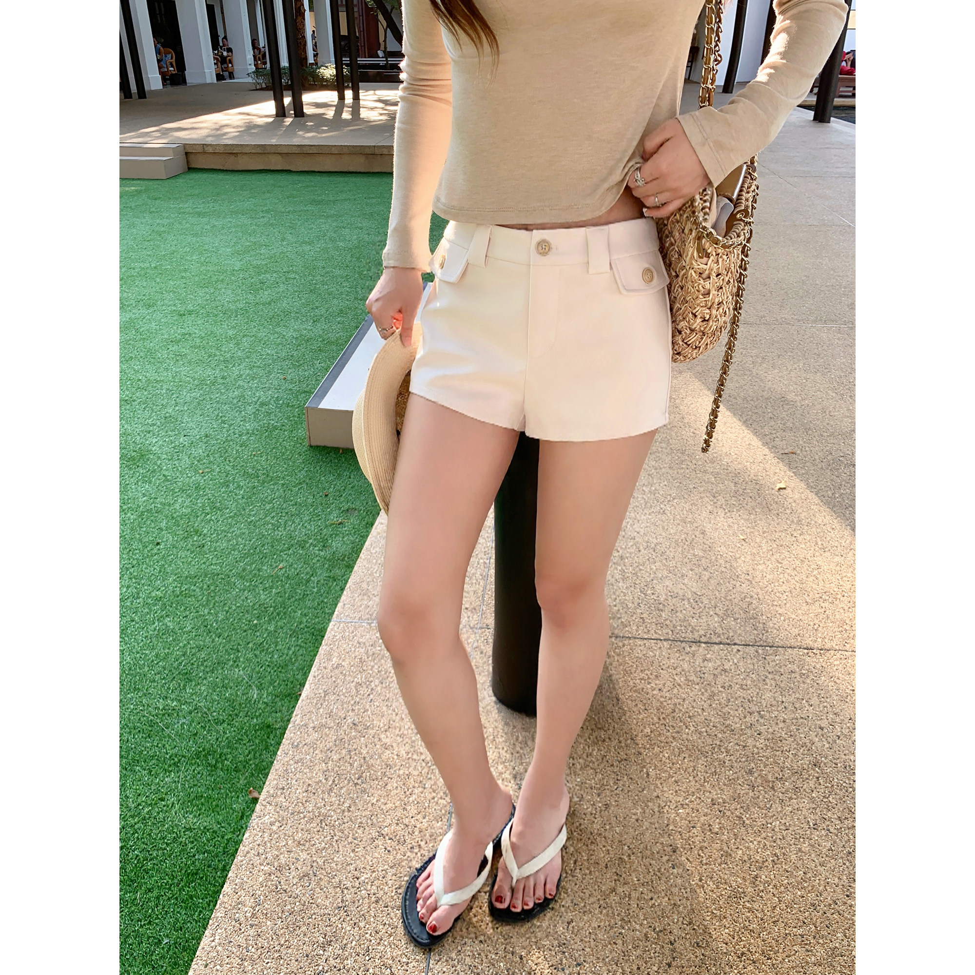 【pusumede  新品8.5折】自在周末|中腰烟管休闲短裤女百搭热裤,女装/女士精品,休闲裤,淘宝优惠券,粉丝福利购,淘宝优惠卷