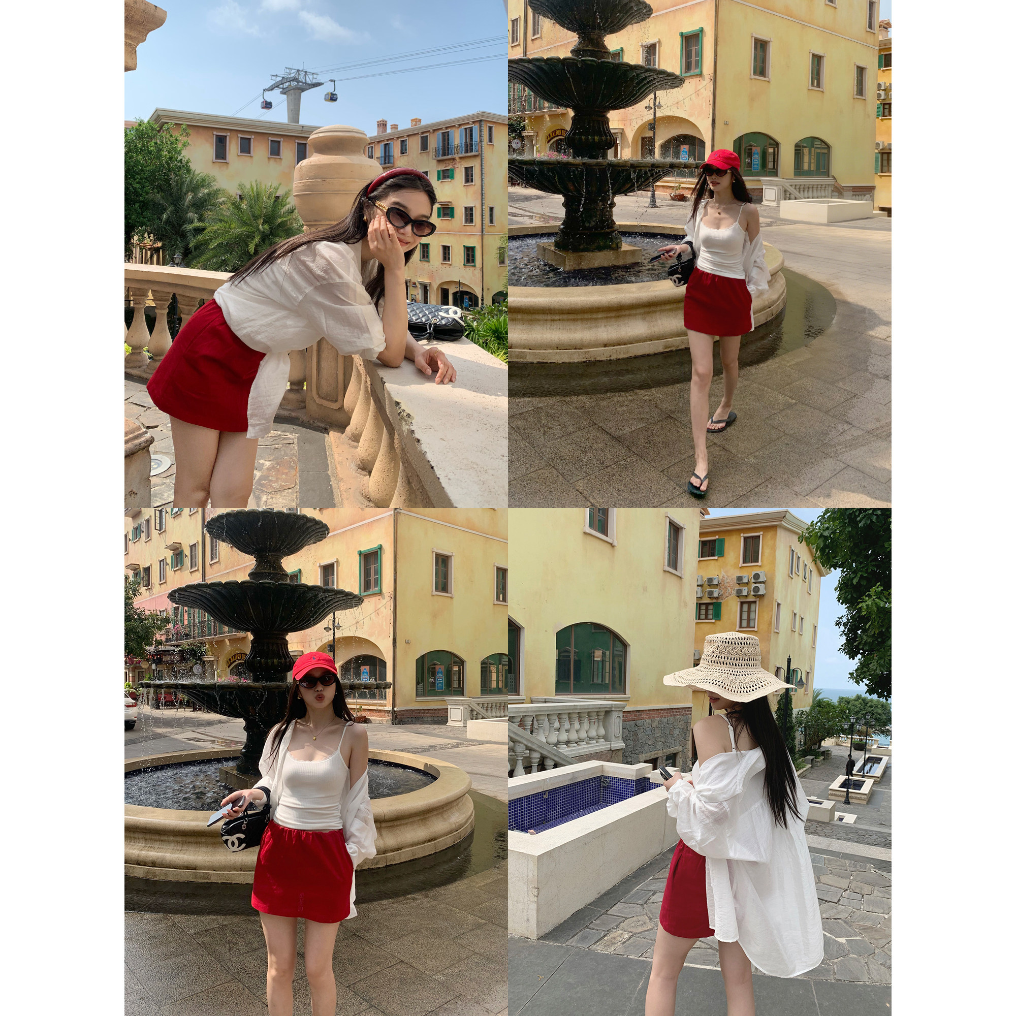 pusumede 自在松弛 米白苎麻包臀半身裙女气质松紧腰防走光短裙