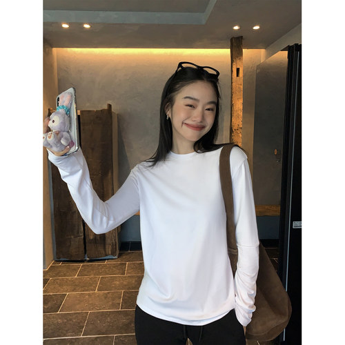 宽松长袖针织T恤女打底衫