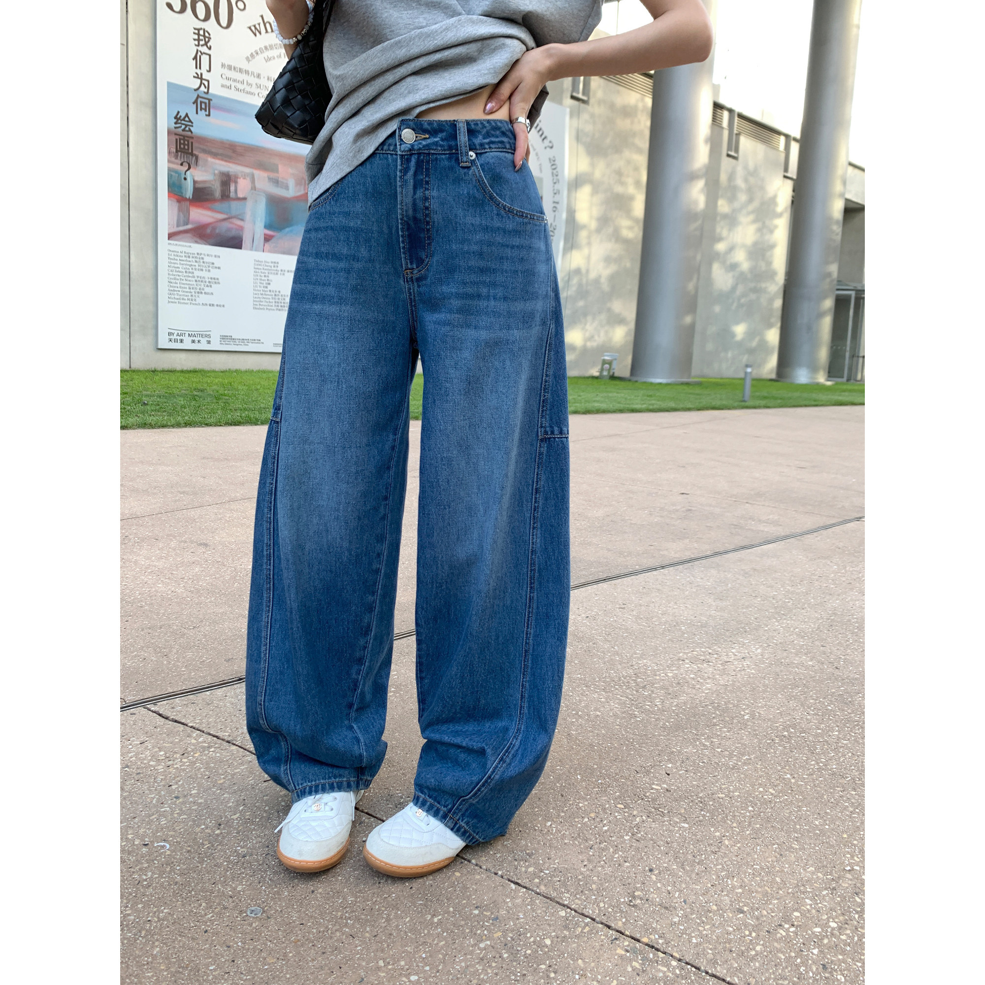 pusumede 解构分割 弯刀牛仔裤女低腰宽松工装阔腿裤设计感裤子,女装/女士精品,牛仔裤,淘宝优惠券,粉丝福利购,淘宝优惠卷