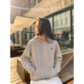 pusumede 刺绣外套 灰色连帽卫衣女加绒帽衫 现货7.5折 首尔街头