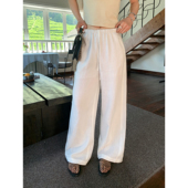 垂感长裤 pusumede 松紧腰直筒阔腿裤 女夏季 莱赛尔亚麻宽松休闲裤