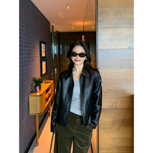 机车夹克女翻领宽松甄选麂皮绒面短款 经典 外套 暮色晚风 pusumede