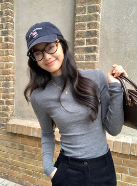 pusumede 暖糯冬时 1OO羊毛半高领长袖打底衫女气质修身针织上衣