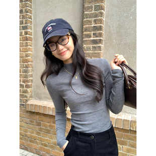 pusumede 暖糯冬时 100%羊毛半高领长袖打底衫女气质修身针织上衣