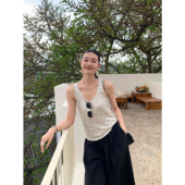 上衣 亮片高级感吊带背心女弹力网纱气质无袖 pusumede 金光闪闪