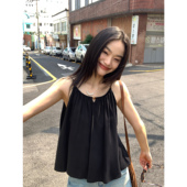 pusumede 挂脖小吊带背心女夏外穿无袖 系带宽松显瘦别致上衣