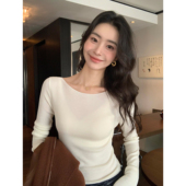 柔软法则 一字船领羊毛针织衫 女气质修身 pusumede 长袖 打底上衣