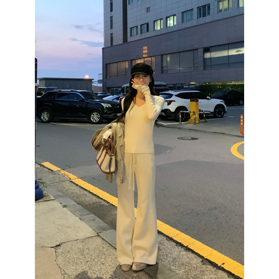 苏黎旧事针织卫裤拖地长裤