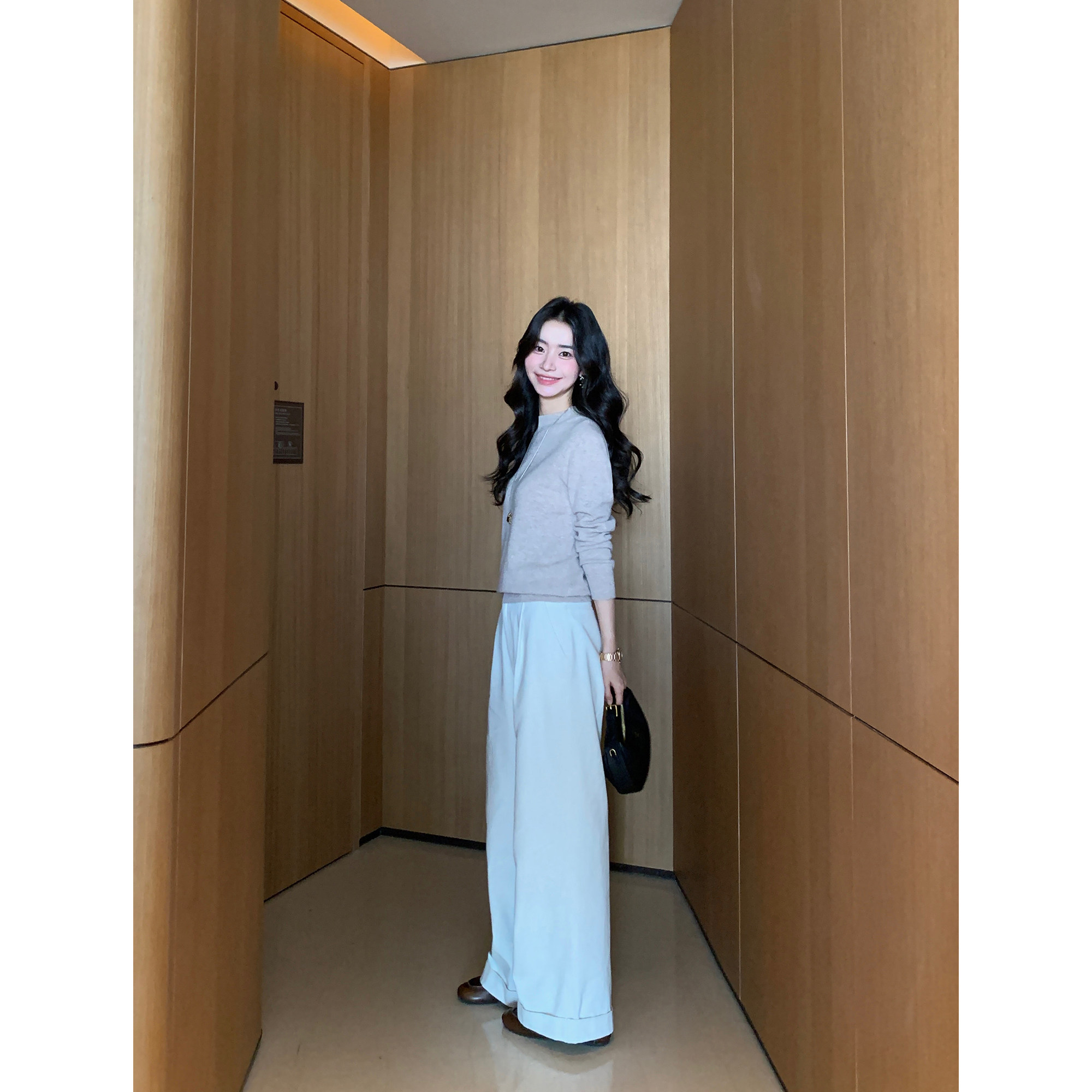 pusumede 简约自由 杏色高腰休闲阔腿裤女宽松显瘦卷边直筒长裤,女装/女士精品,休闲裤,淘宝优惠券,粉丝福利购,淘宝优惠卷