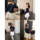 pusumede 斜肩露肩卫衣女宽松休闲套头一字肩气质上衣 惬意日常