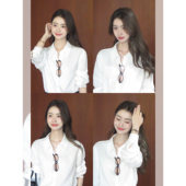 不费力穿搭 套装 莱赛尔亚麻长袖 女宽松阔腿休闲裤 白衬衫 pusumede