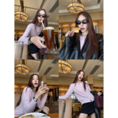 pusumede 女气质慵懒软糯上衣 针织开衫 松弛时分 1OO羊毛圆领长袖