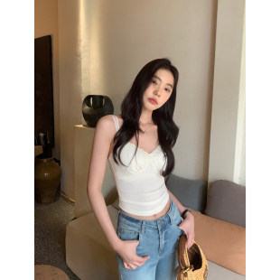 pusumede 杏色蕾丝花边带胸垫吊带背心女上衣 现货7.5折