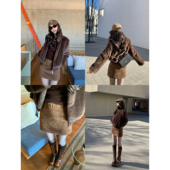 咖色复古麂皮半身裙女秋冬可拆腰带百搭a字短裙 pusumede低调吸睛